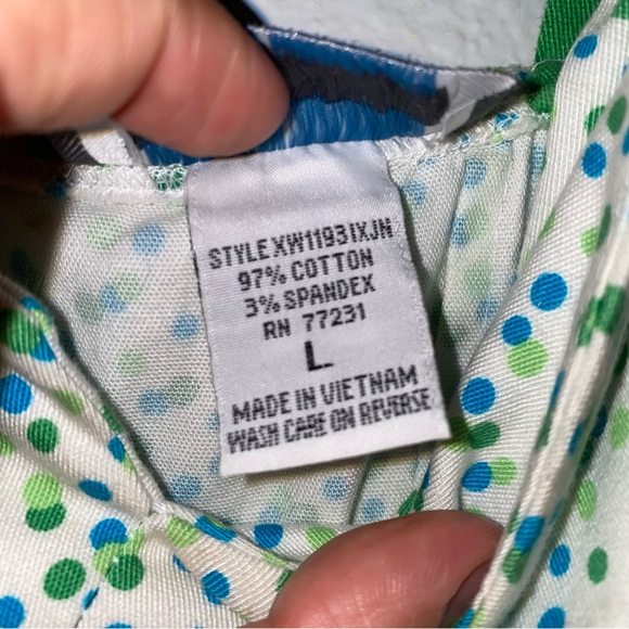 Vintage 90s Aqua Blues Green, blue Polka Dot Sleeveless Bow Accent Dress - Picture 7 of 7